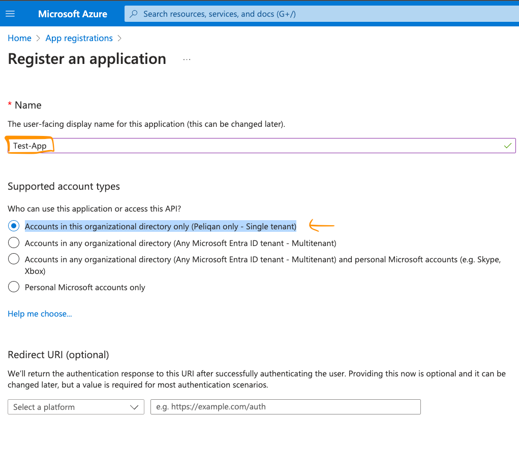 Azure Register App