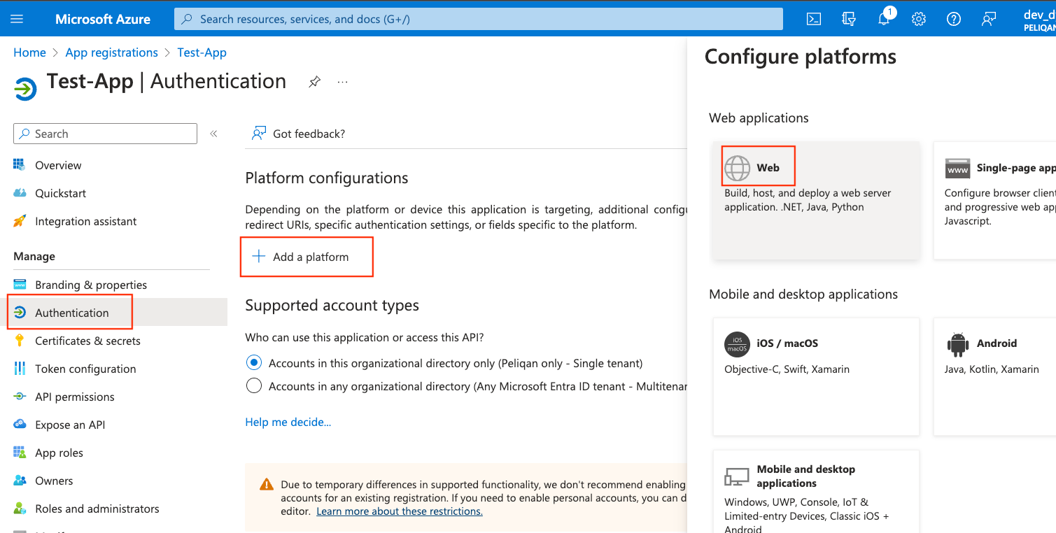 Azure Authentication Platform