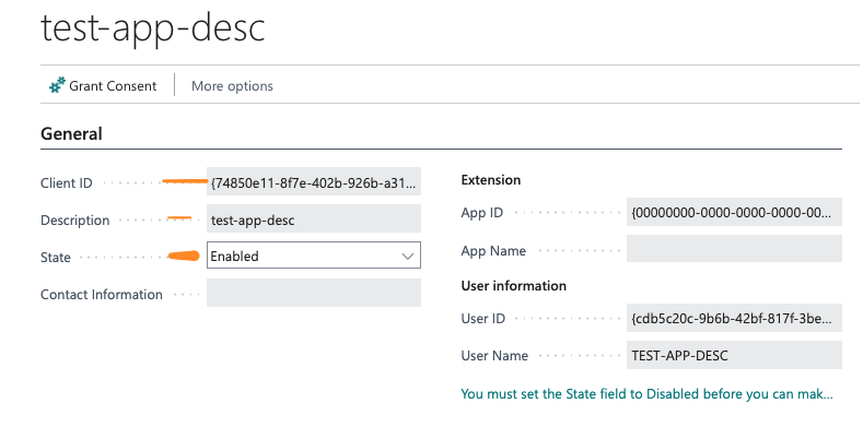 Business Central Azure Entra App details