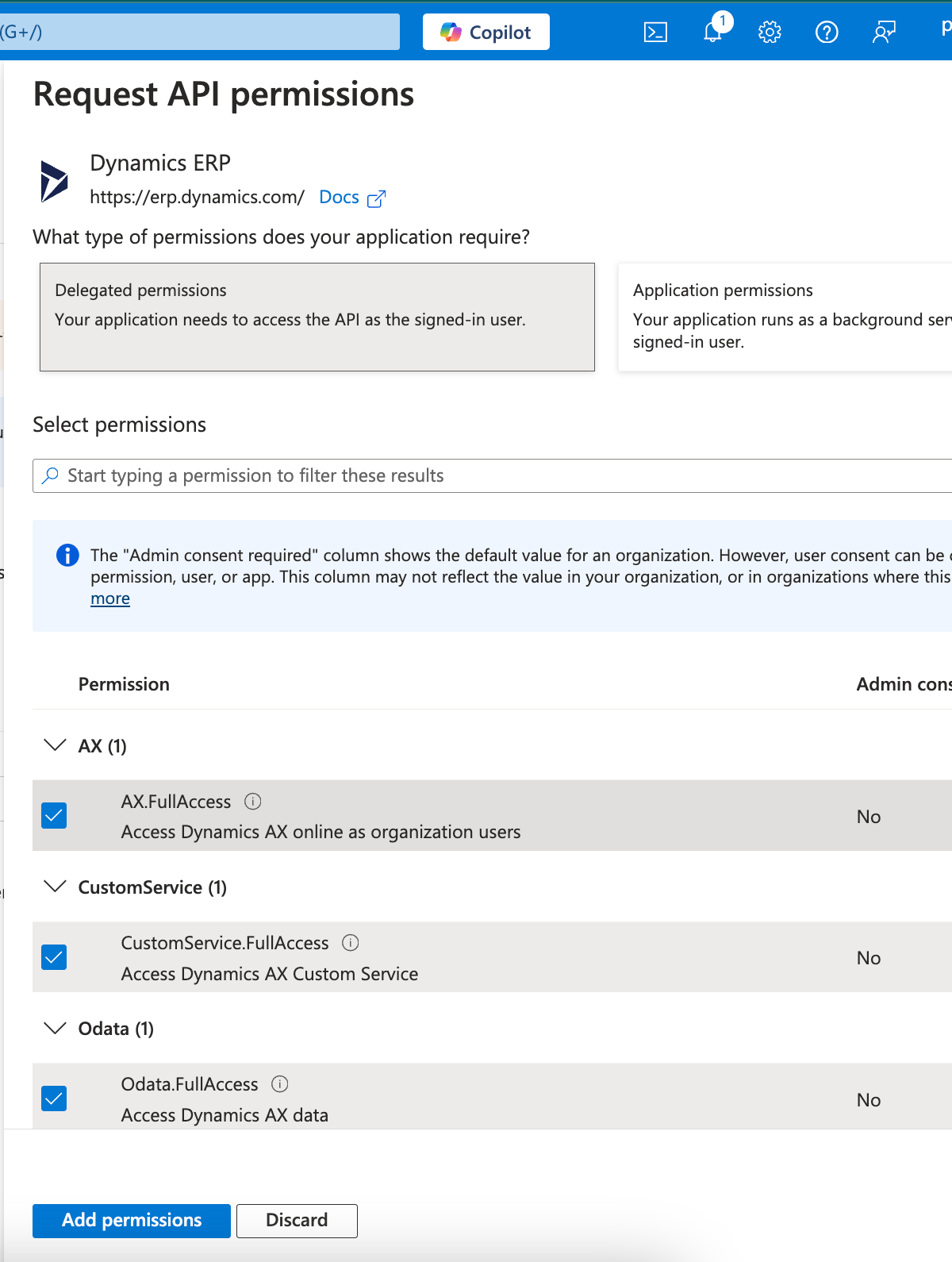 Azure Delegated Permissions