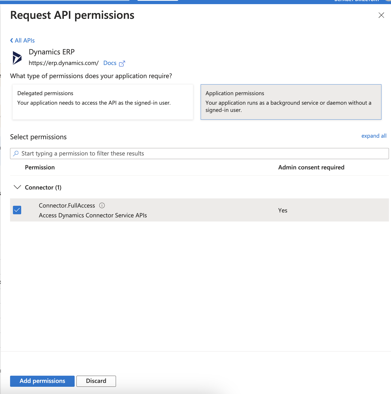Azure Application Permissions