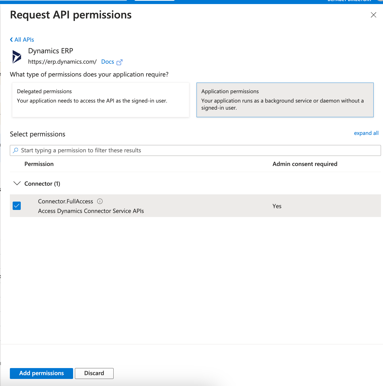 Azure Application Permissions