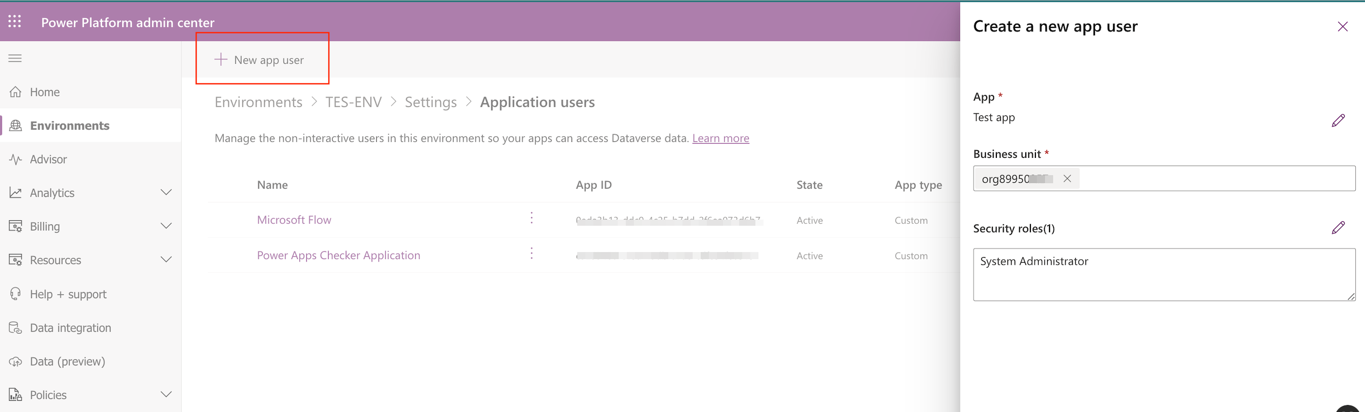 Power Platform New App User