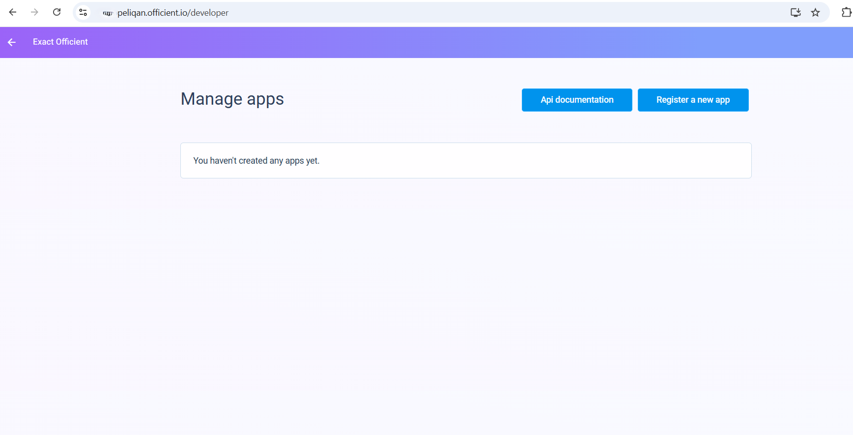Officient Register a new app