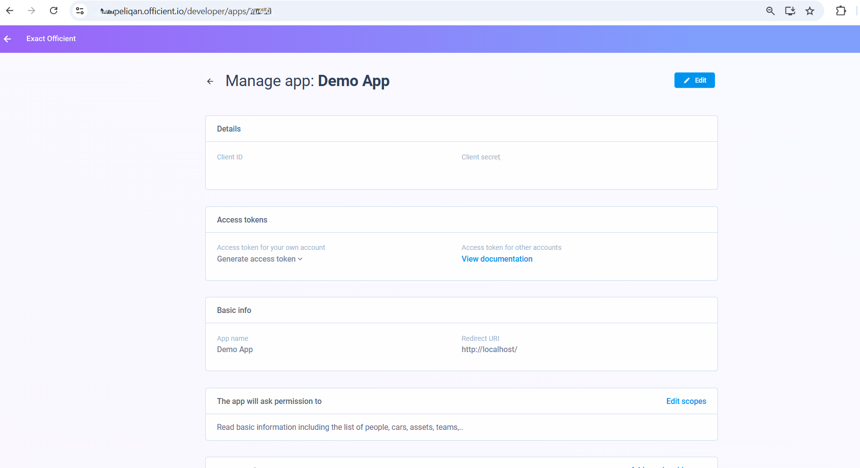 Officient Manage App screen