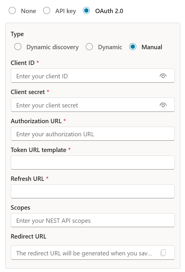 OAuth details for the MCP Server in Copilot Studio