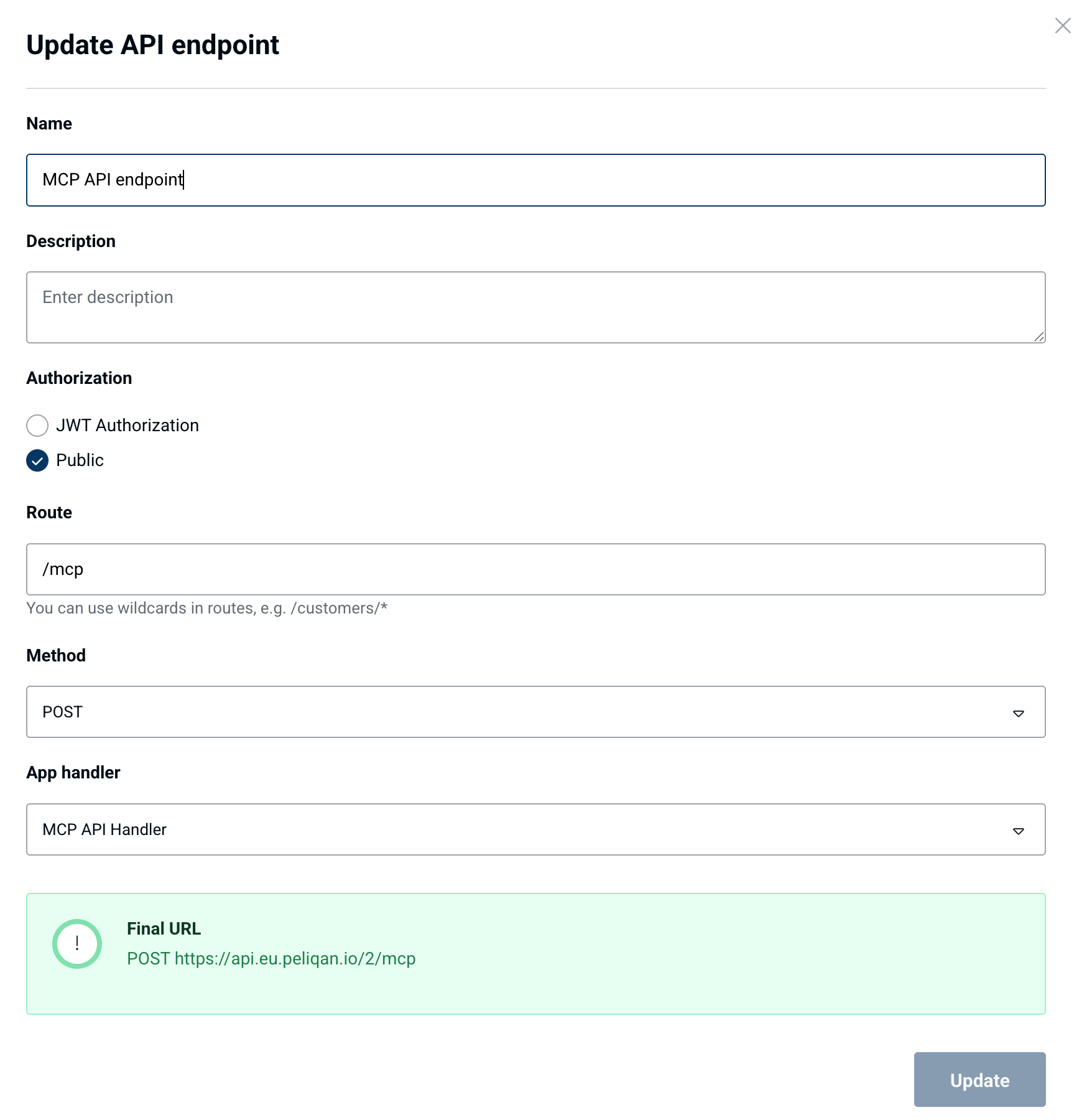 API endpoint linked to MCP Server script