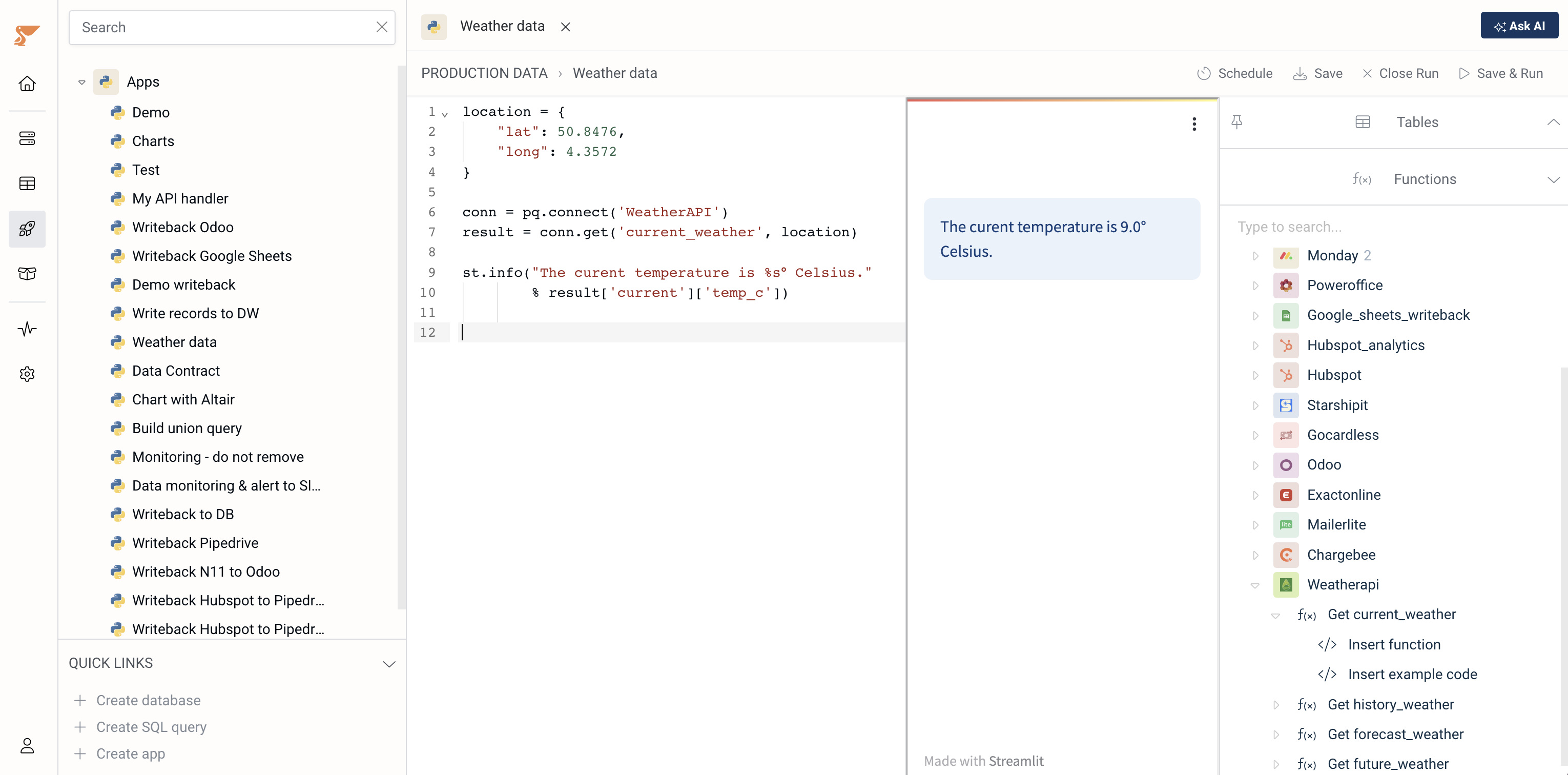 Weather data for ML predictions