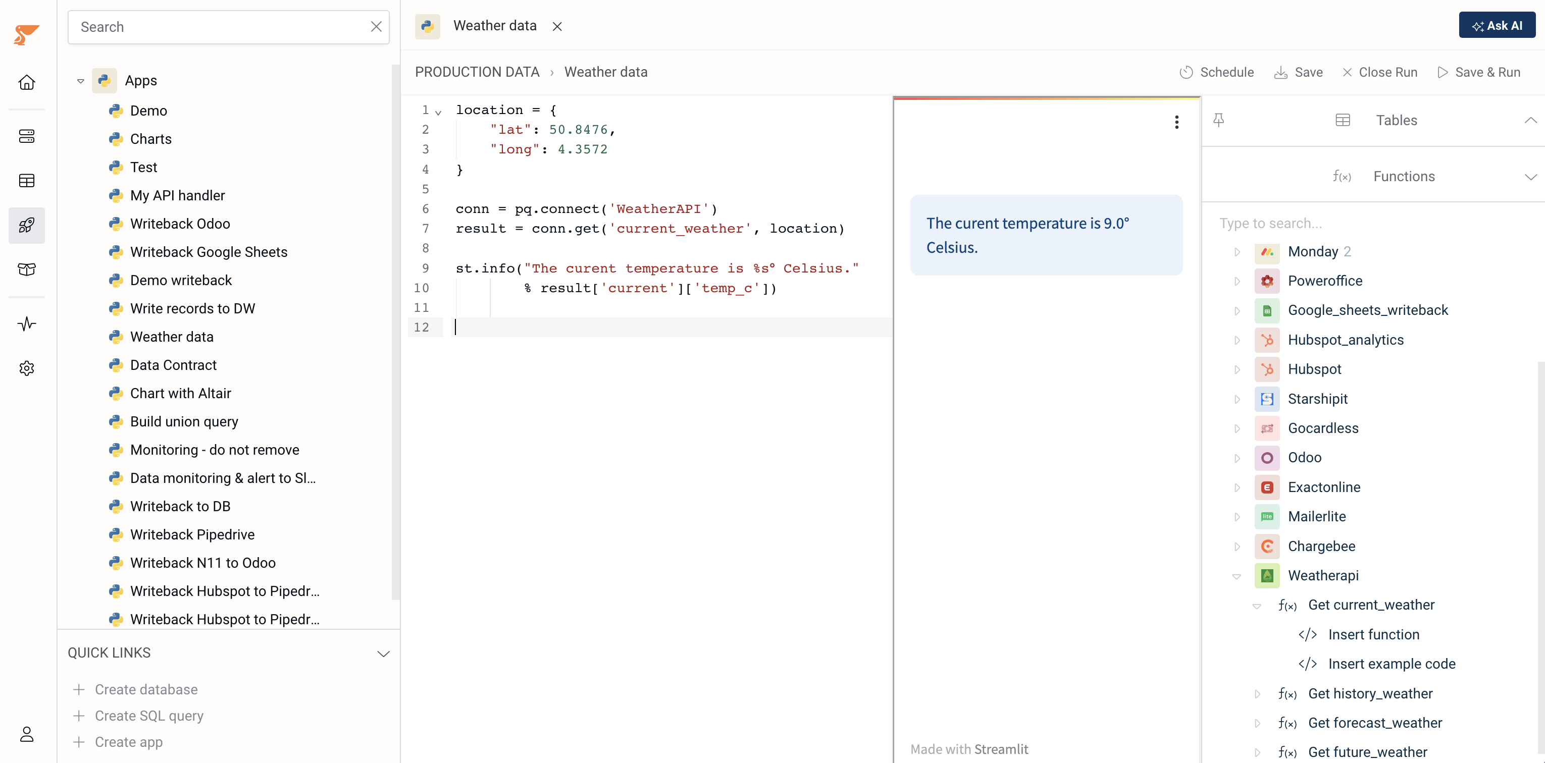 Weather data for ML predictions