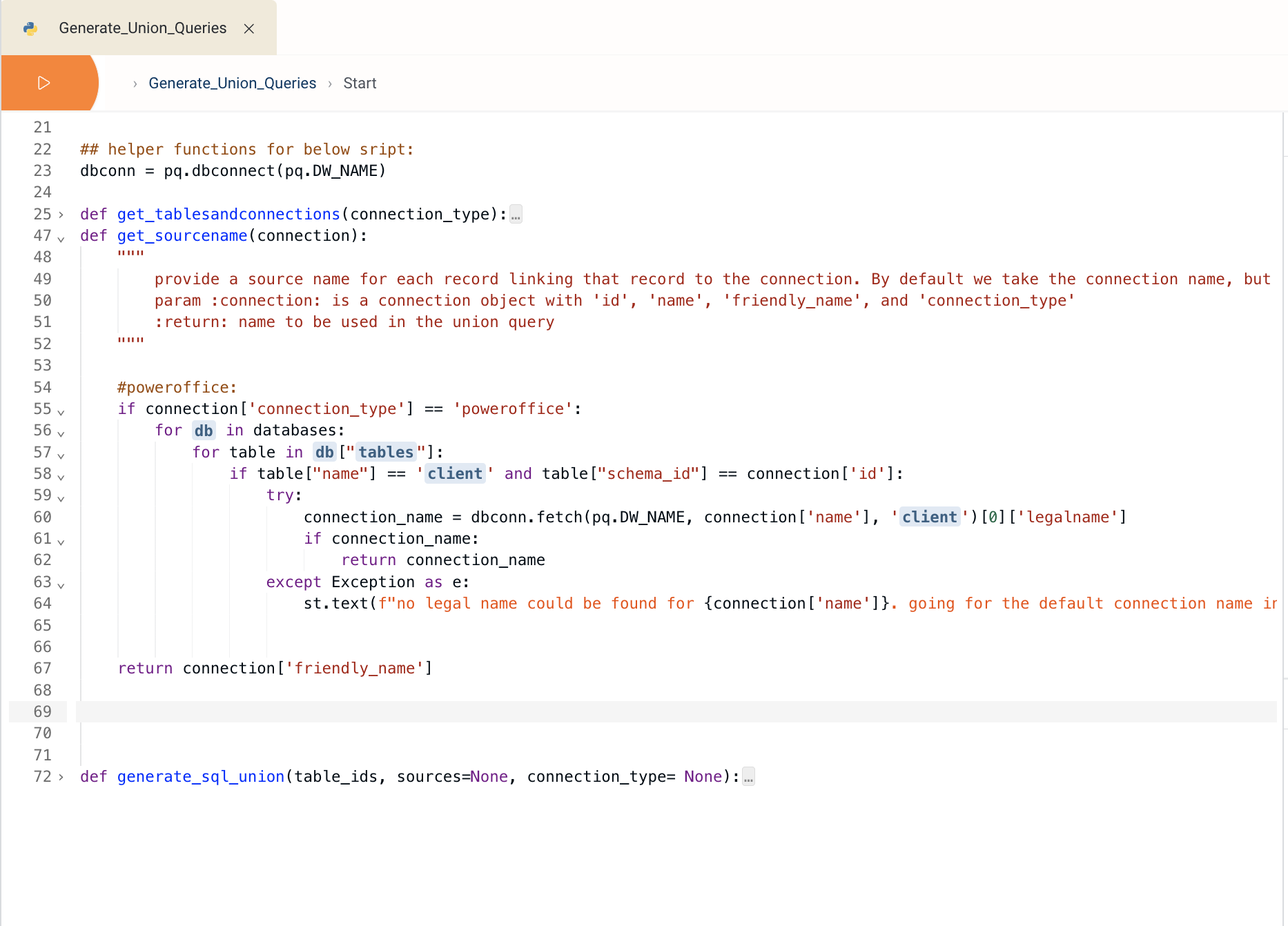 Screenshot highlighting the source field and get_source_name customization in the script.