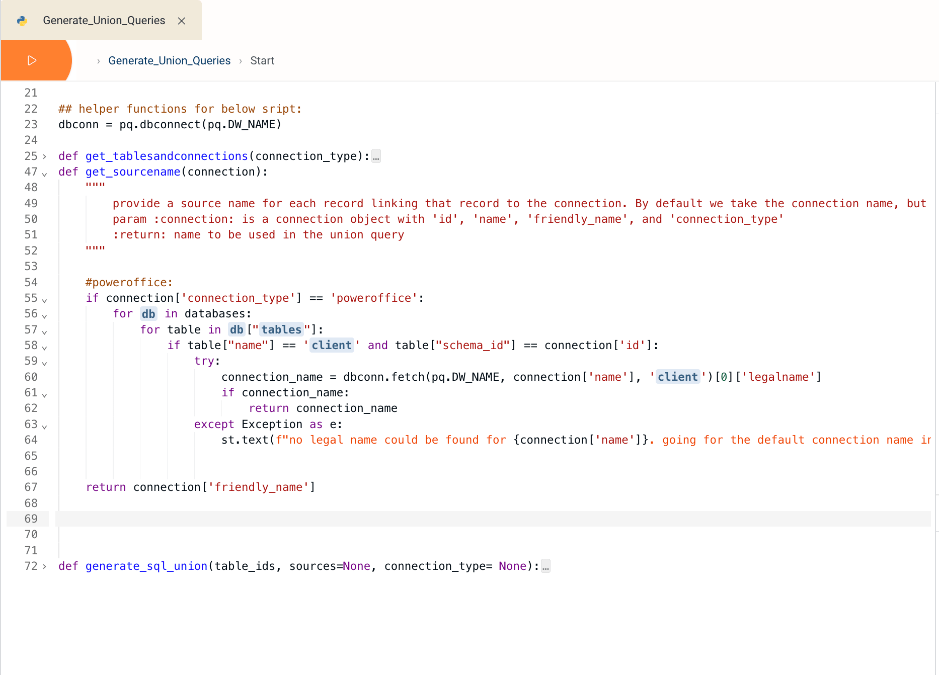 Screenshot highlighting the source field and get_source_name customization in the script.