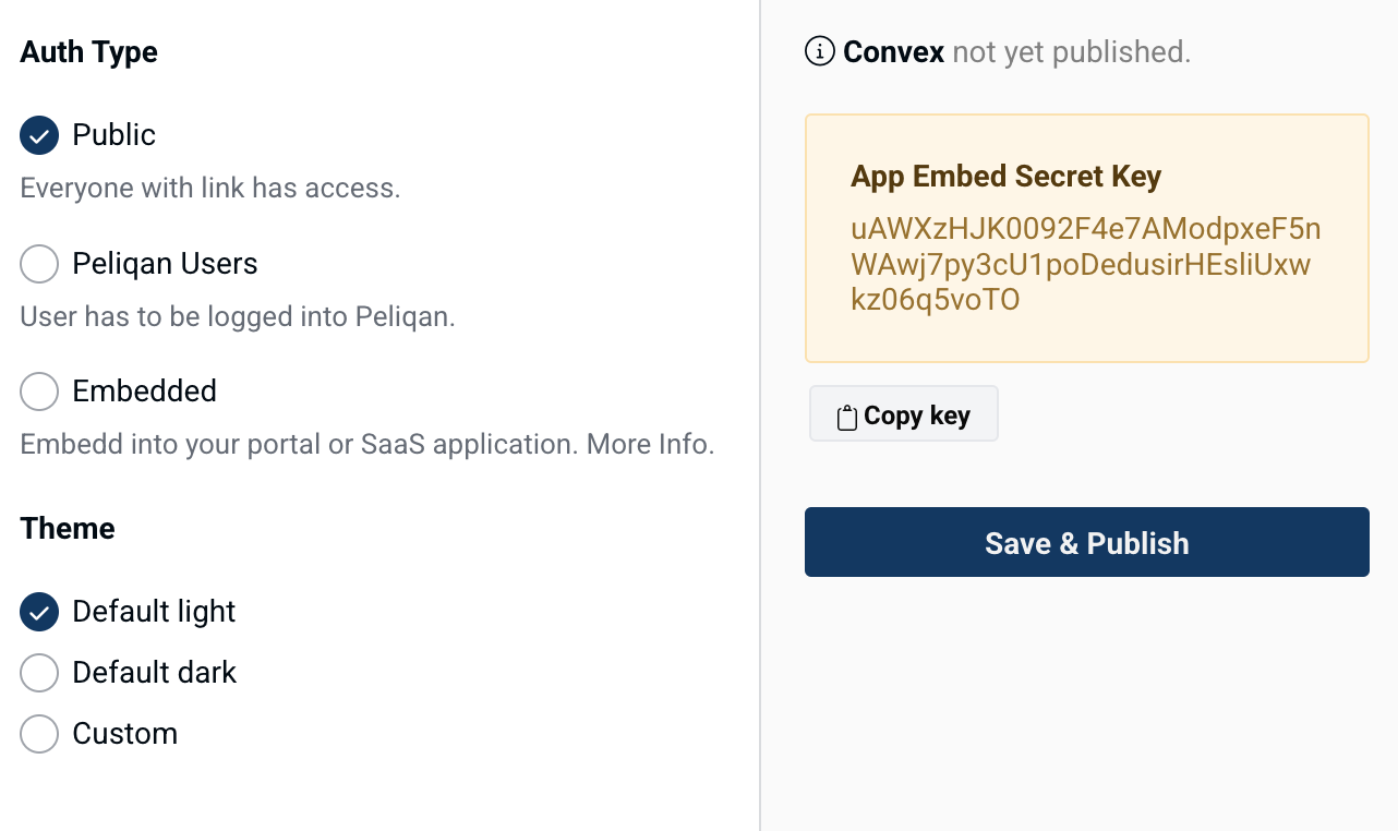Publish app modes in Peliqan