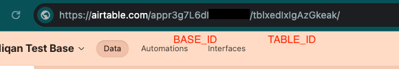 Airtable Table ID in URL