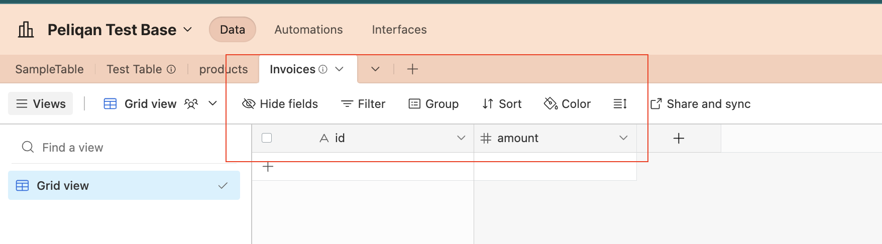 Add Table fields input