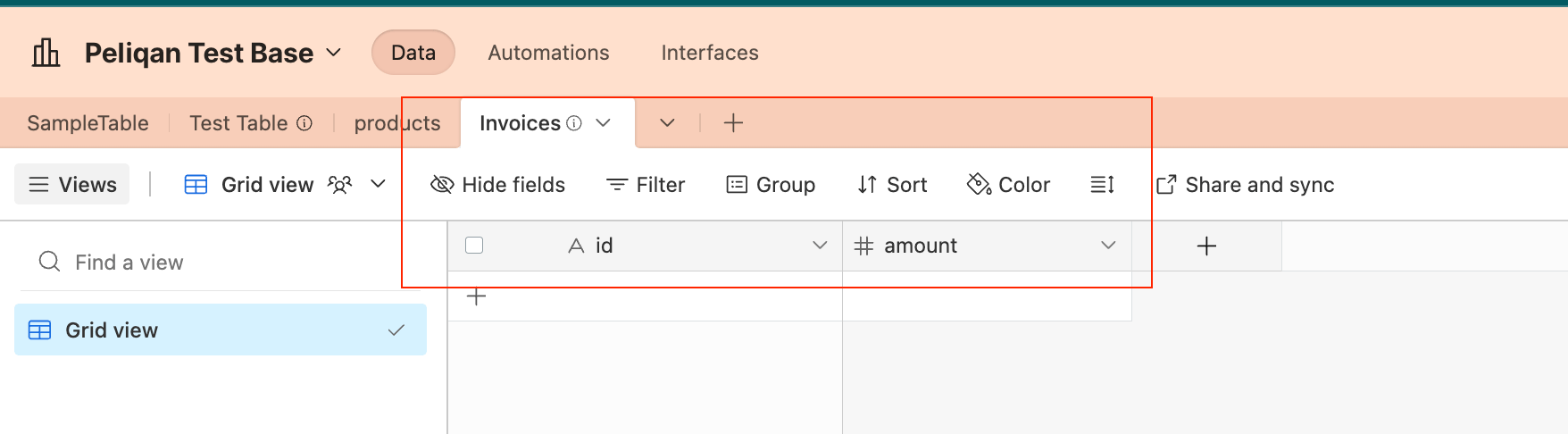 Add Table fields input
