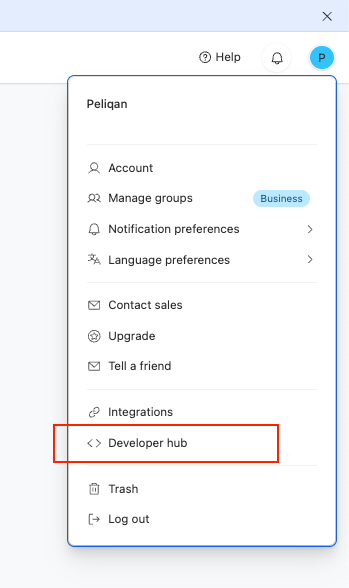Airtable Developer Hub navigation