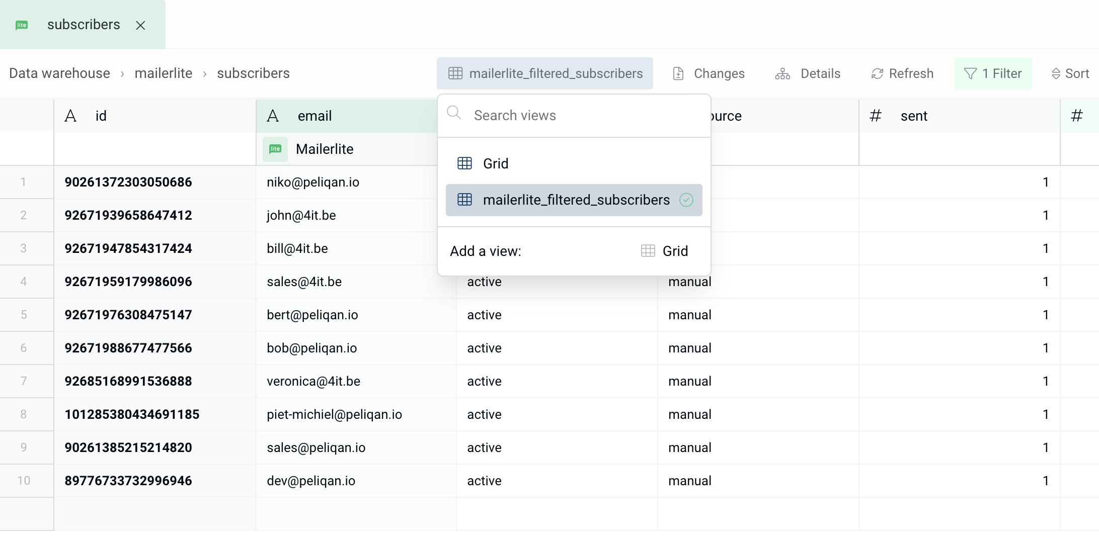 Grid view interface