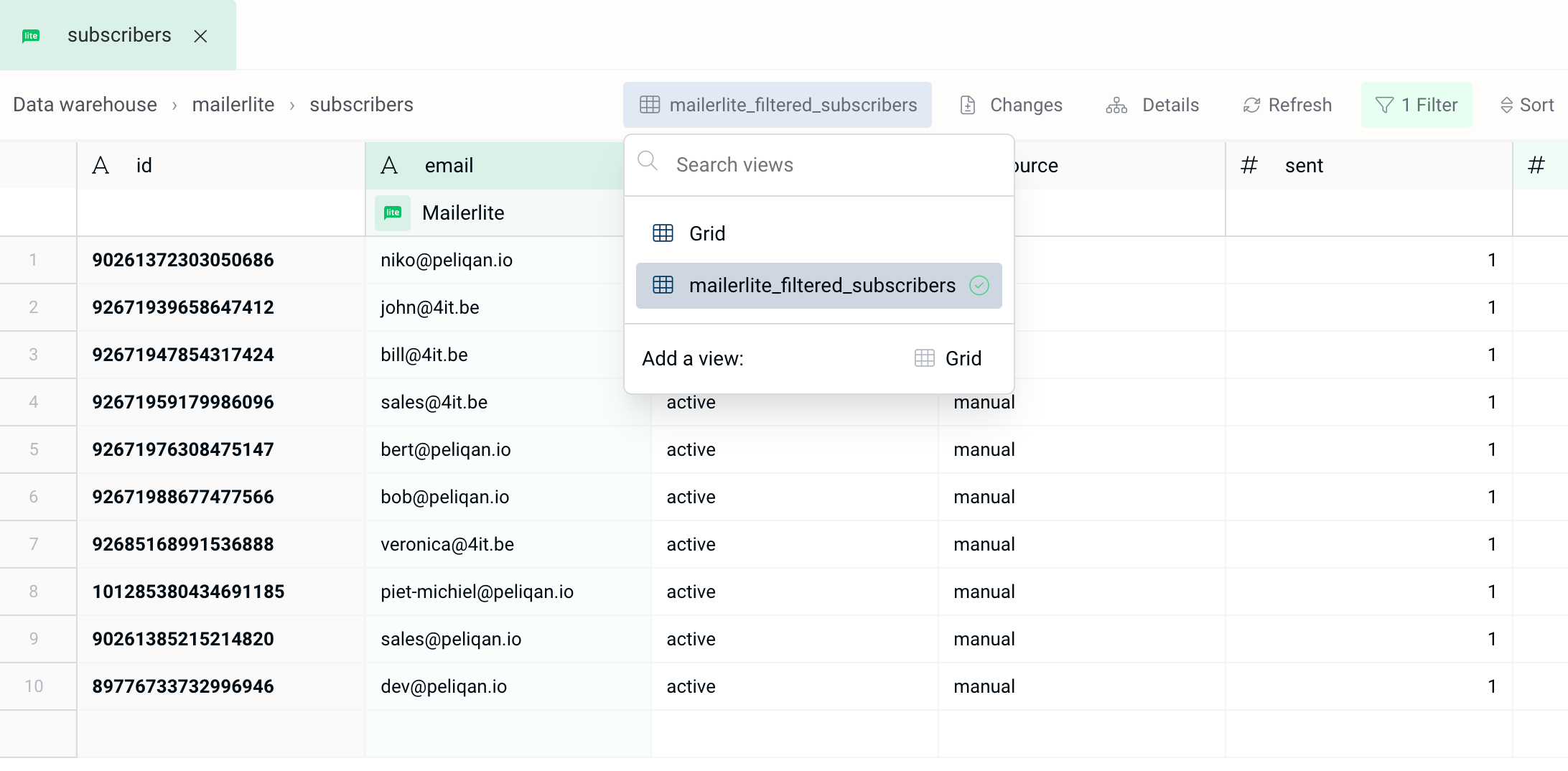 Grid view interface