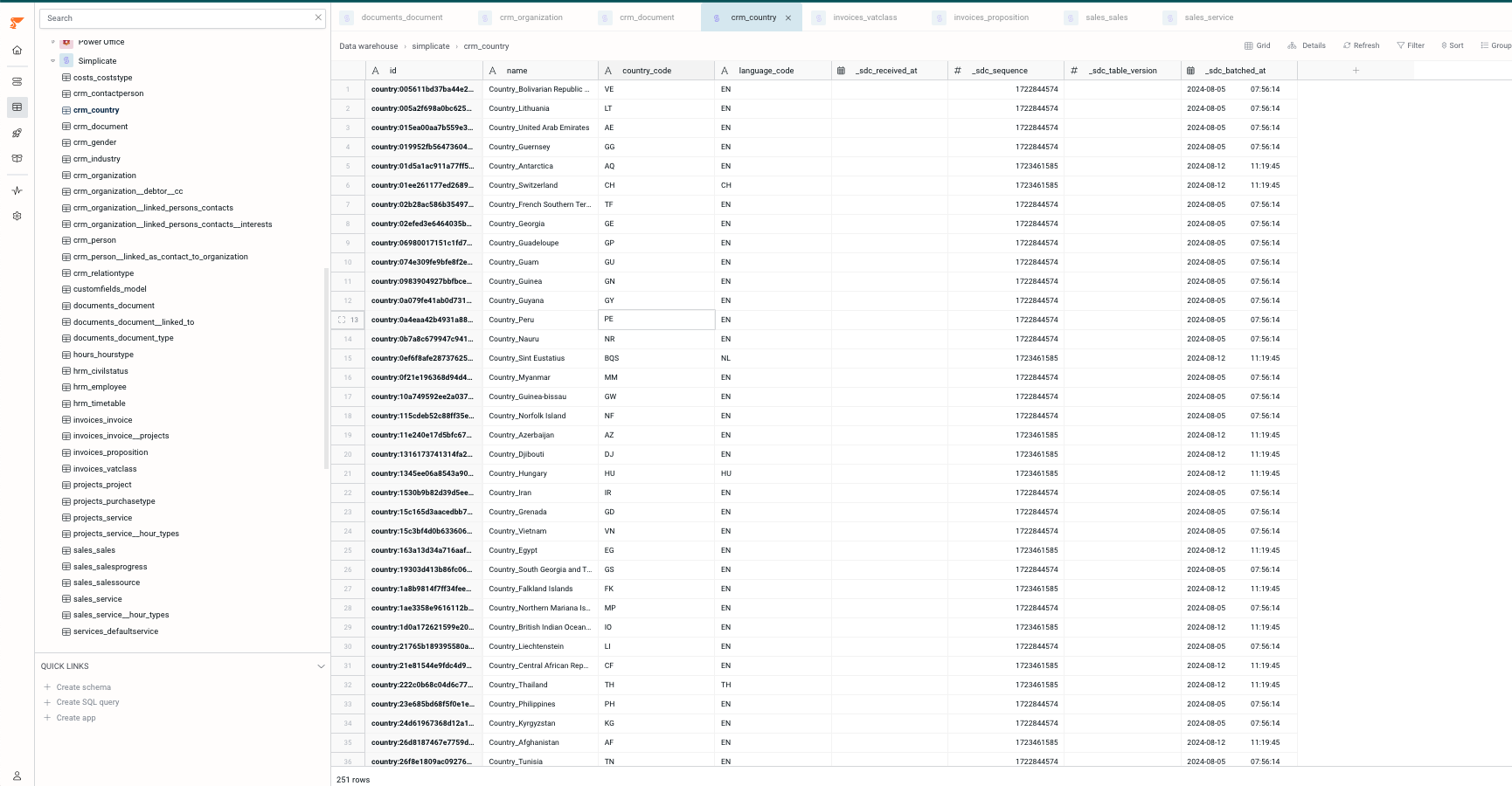 Data warehouse view with Simplicate tables