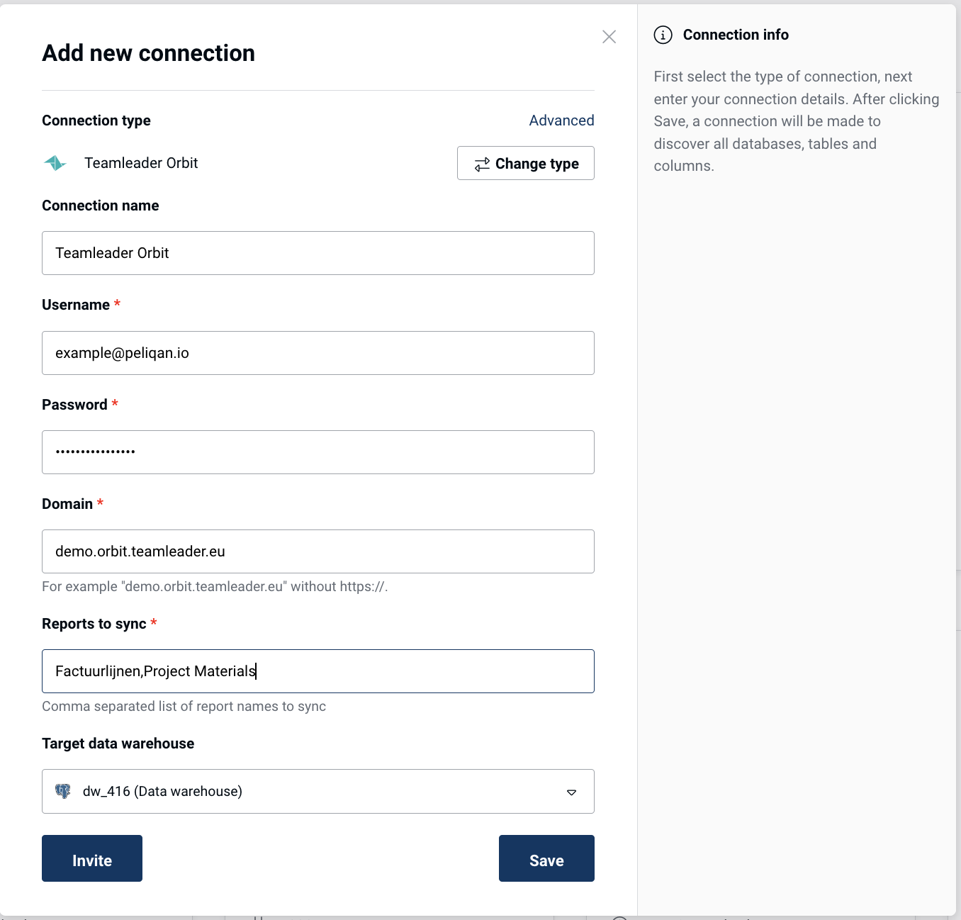 Teamleader Orbit authentication form in Peliqan