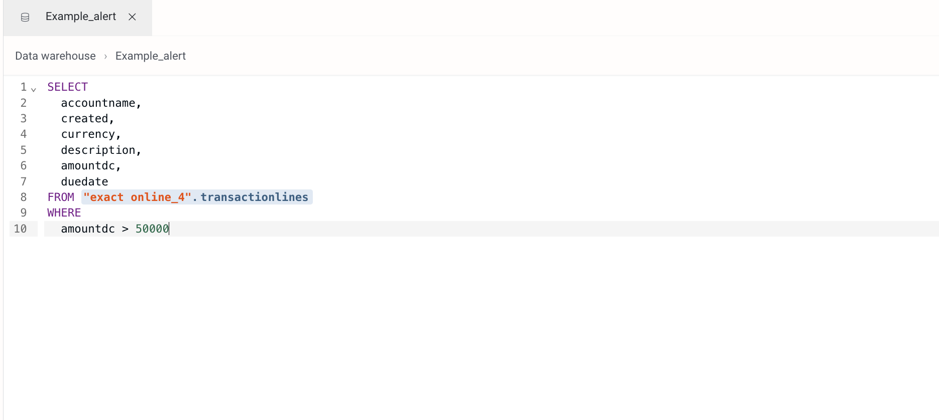 Example query that can be used for an alerting flow.