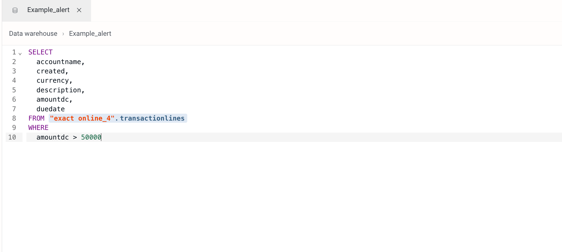 Example query that can be used for an alerting flow.