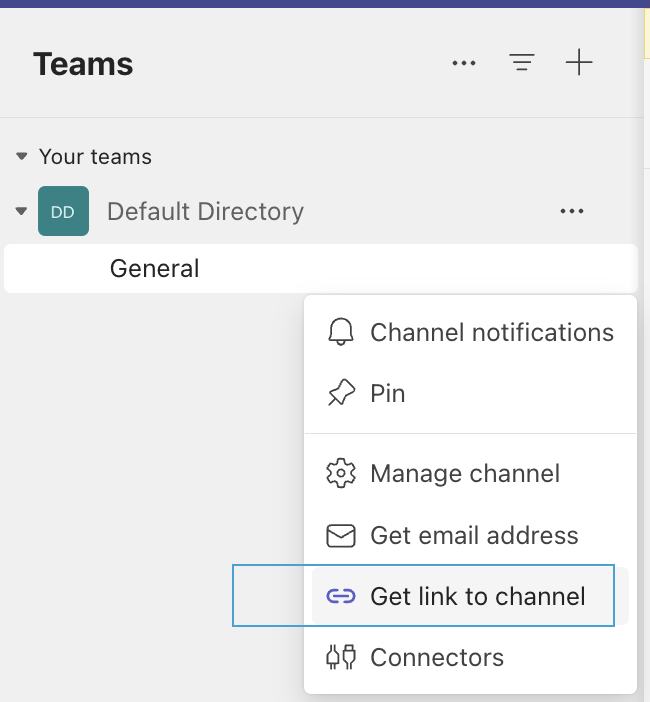 Channel menu with three dots next to channel name
