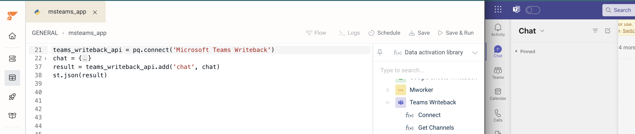 Add Chat function configuration in Peliqan