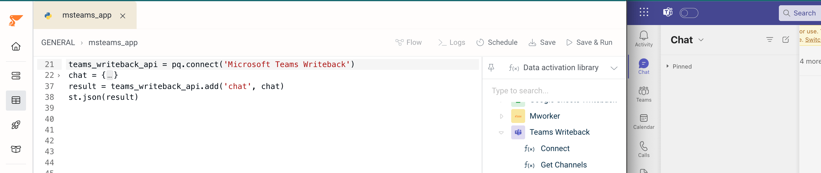 Add Chat function configuration in Peliqan