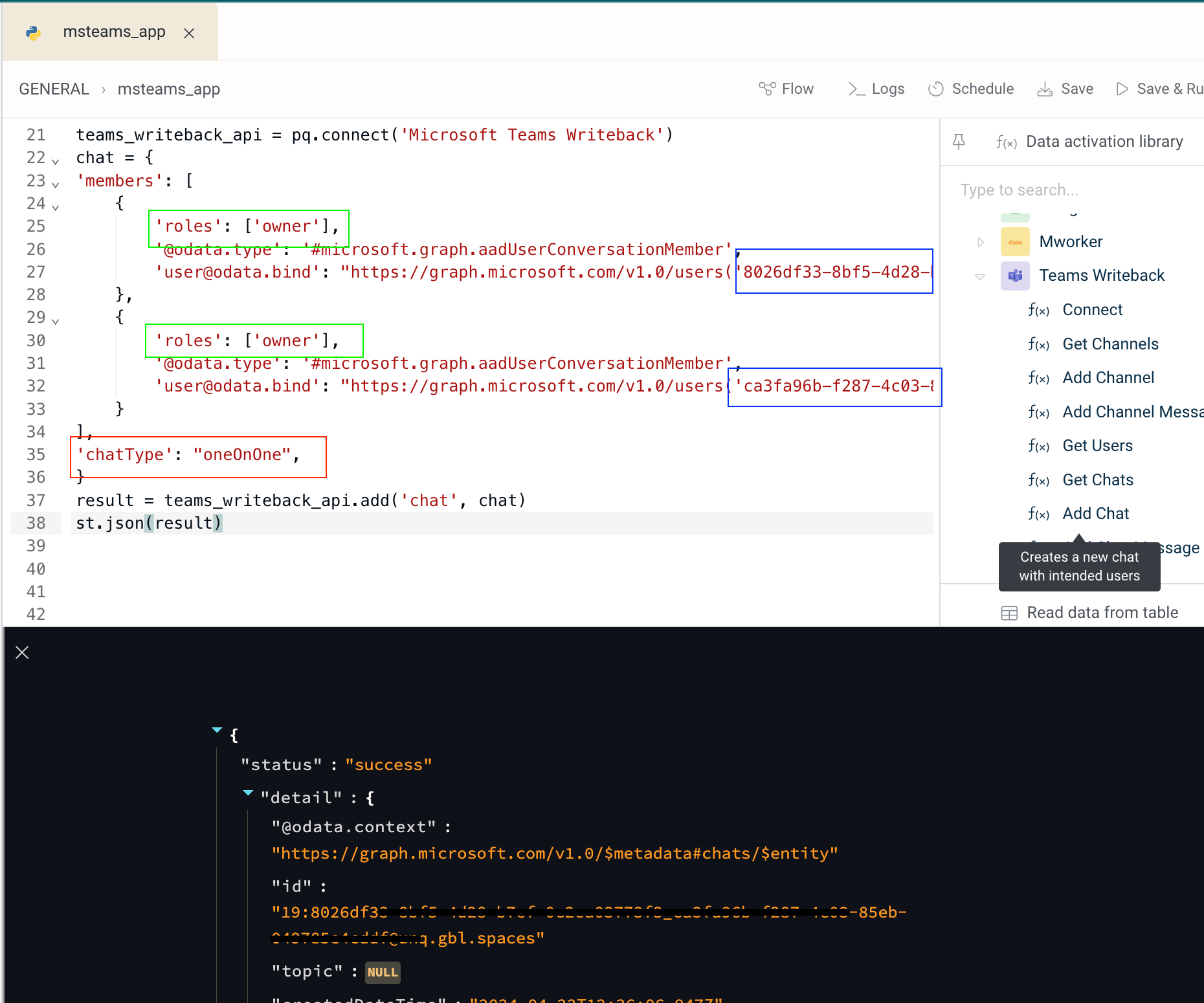 One-on-One chat configuration