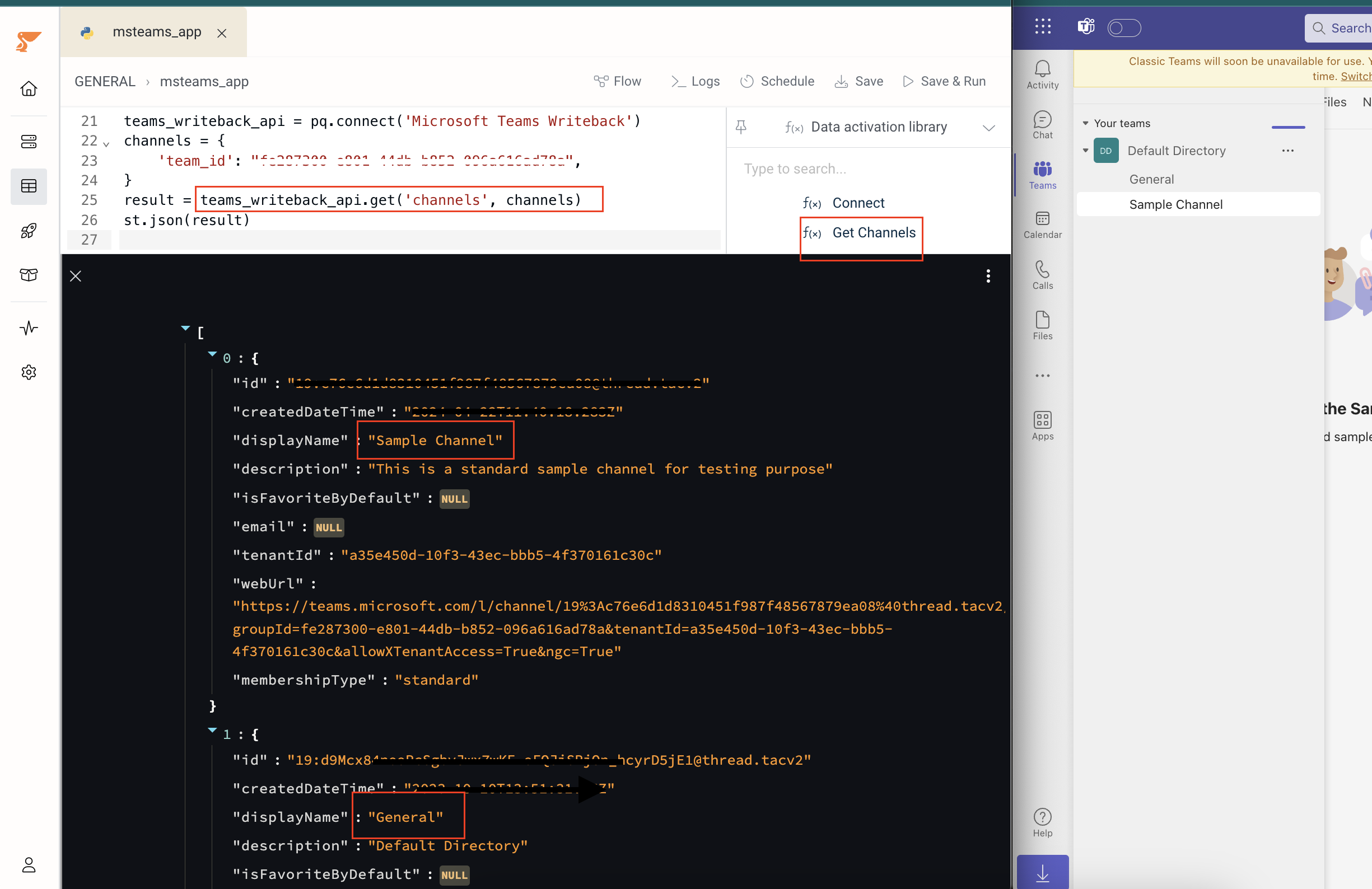 Get Channels data activation function in Peliqan