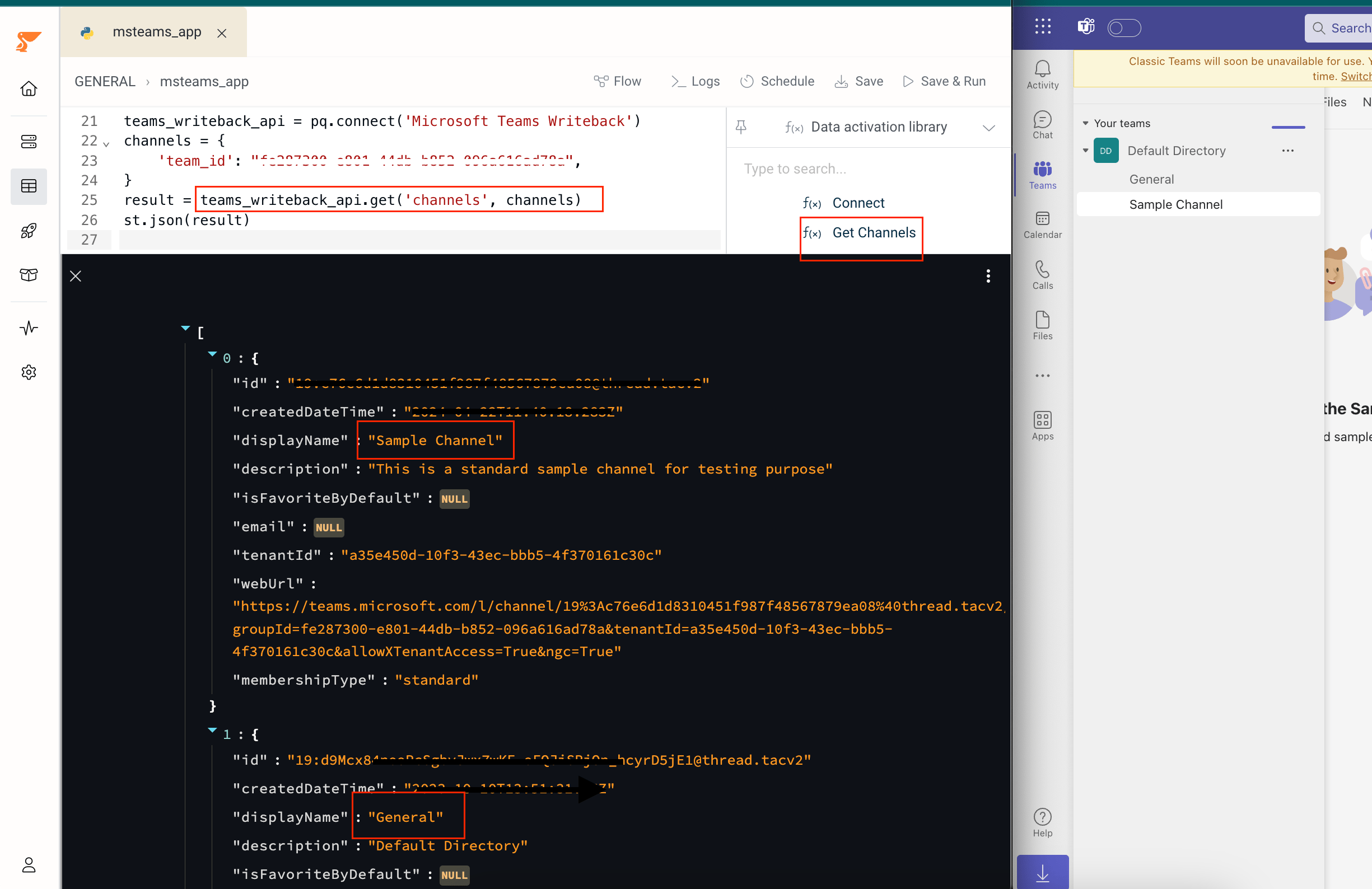 Get Channels data activation function in Peliqan