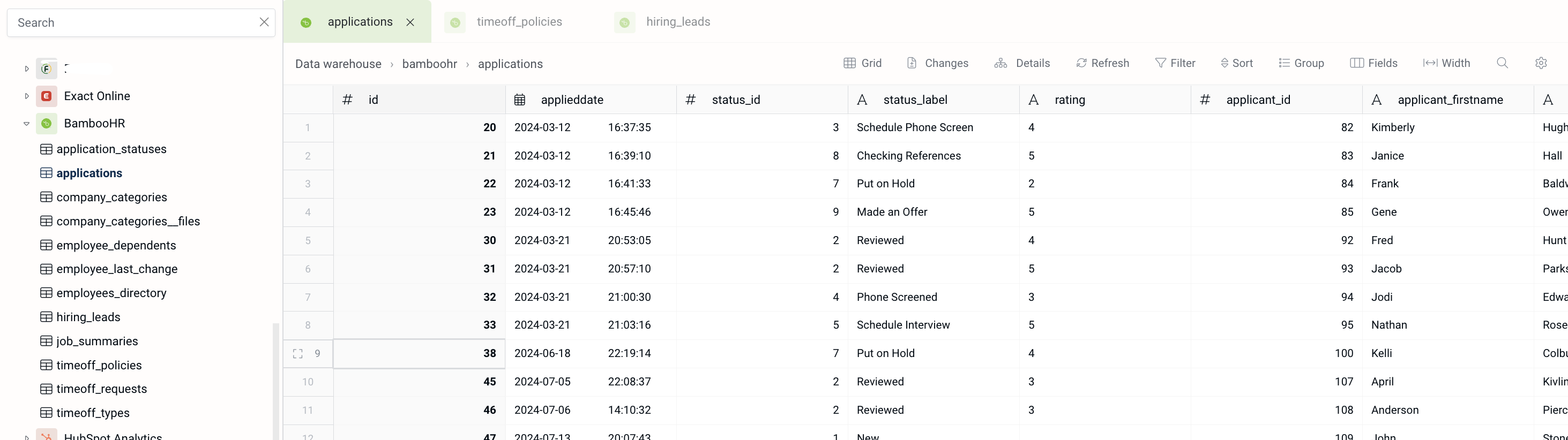 BambooHR Data Warehouse sync