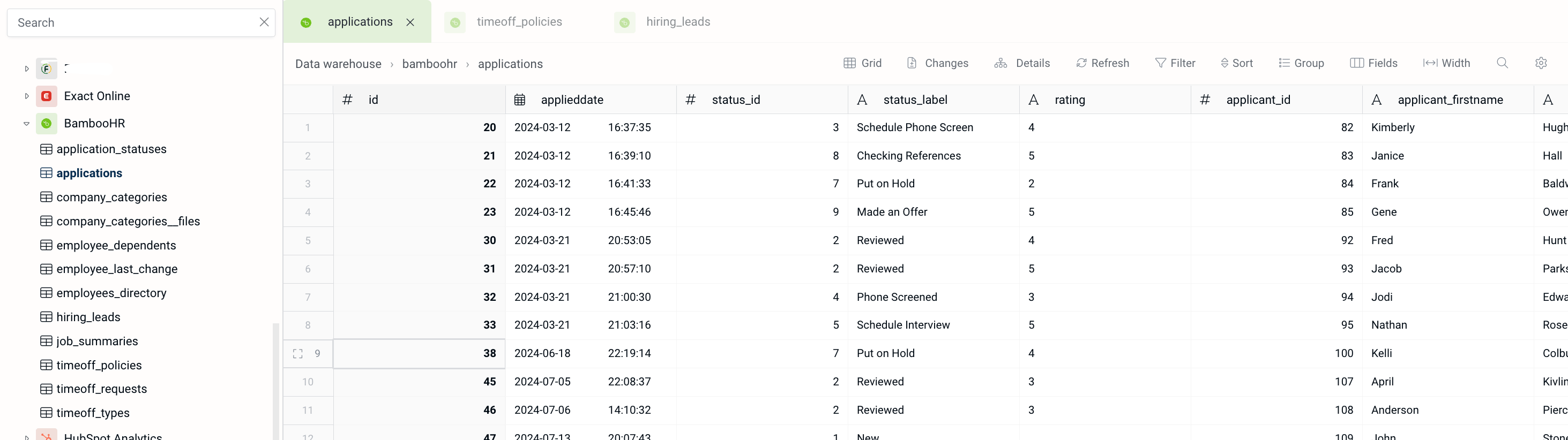 BambooHR Data Warehouse sync