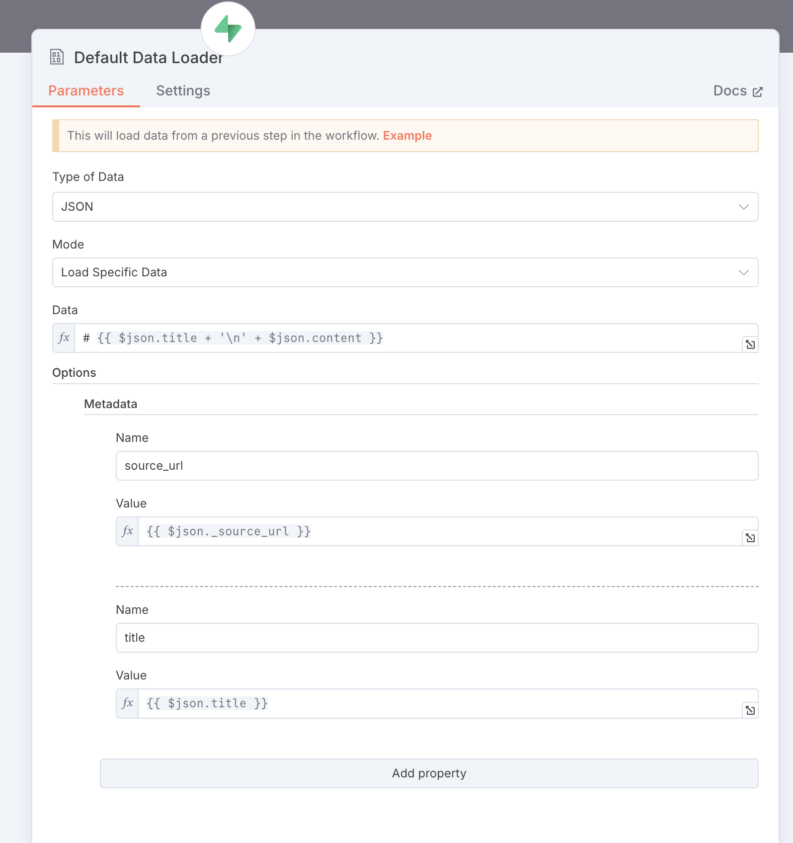 n8n Supabase Vector Store metadata configuration