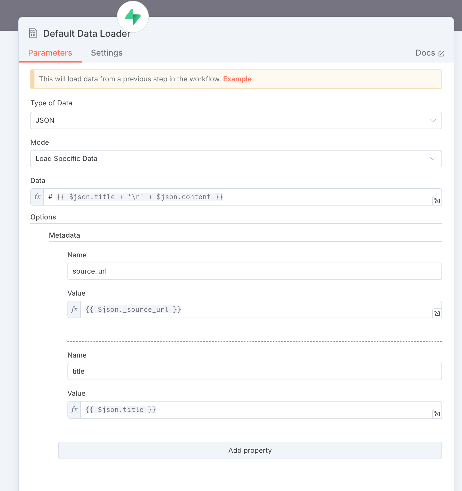 n8n Supabase Vector Store metadata configuration