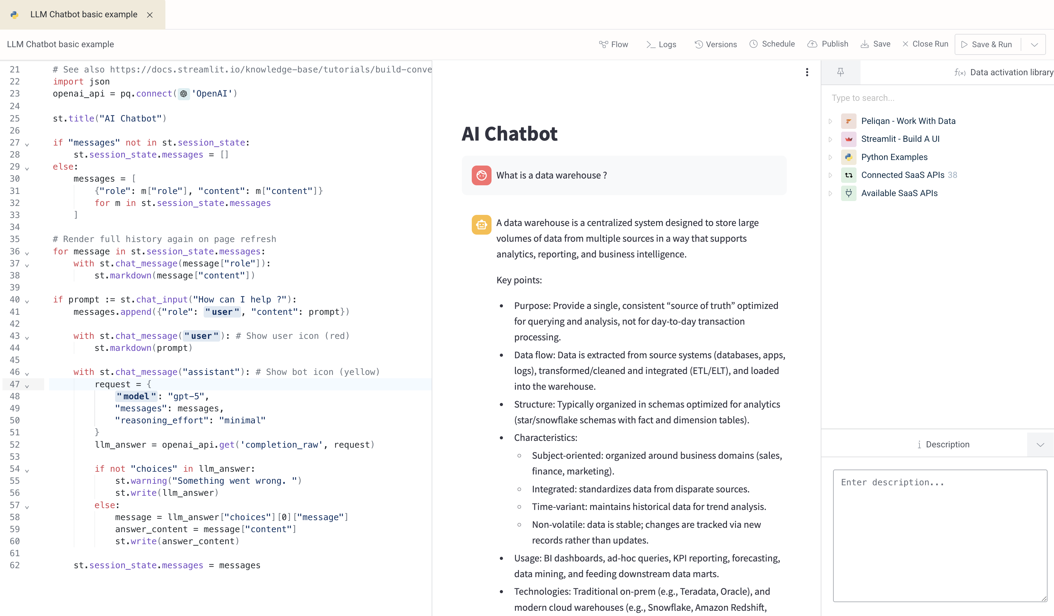 Basic chatbot UI screenshot