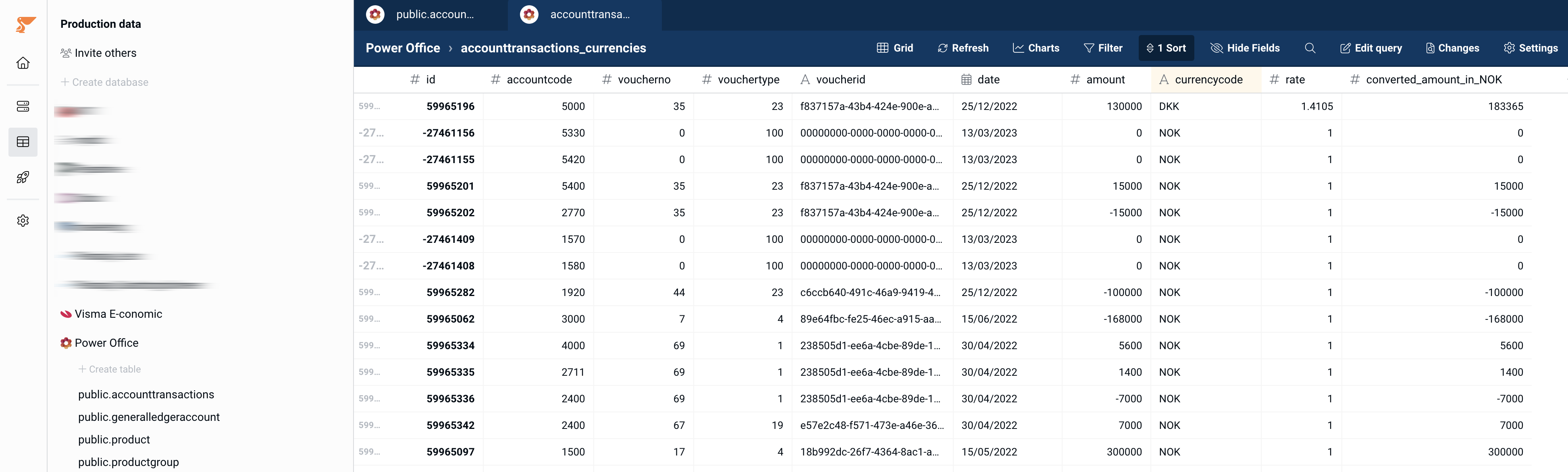 Result with converted amounts