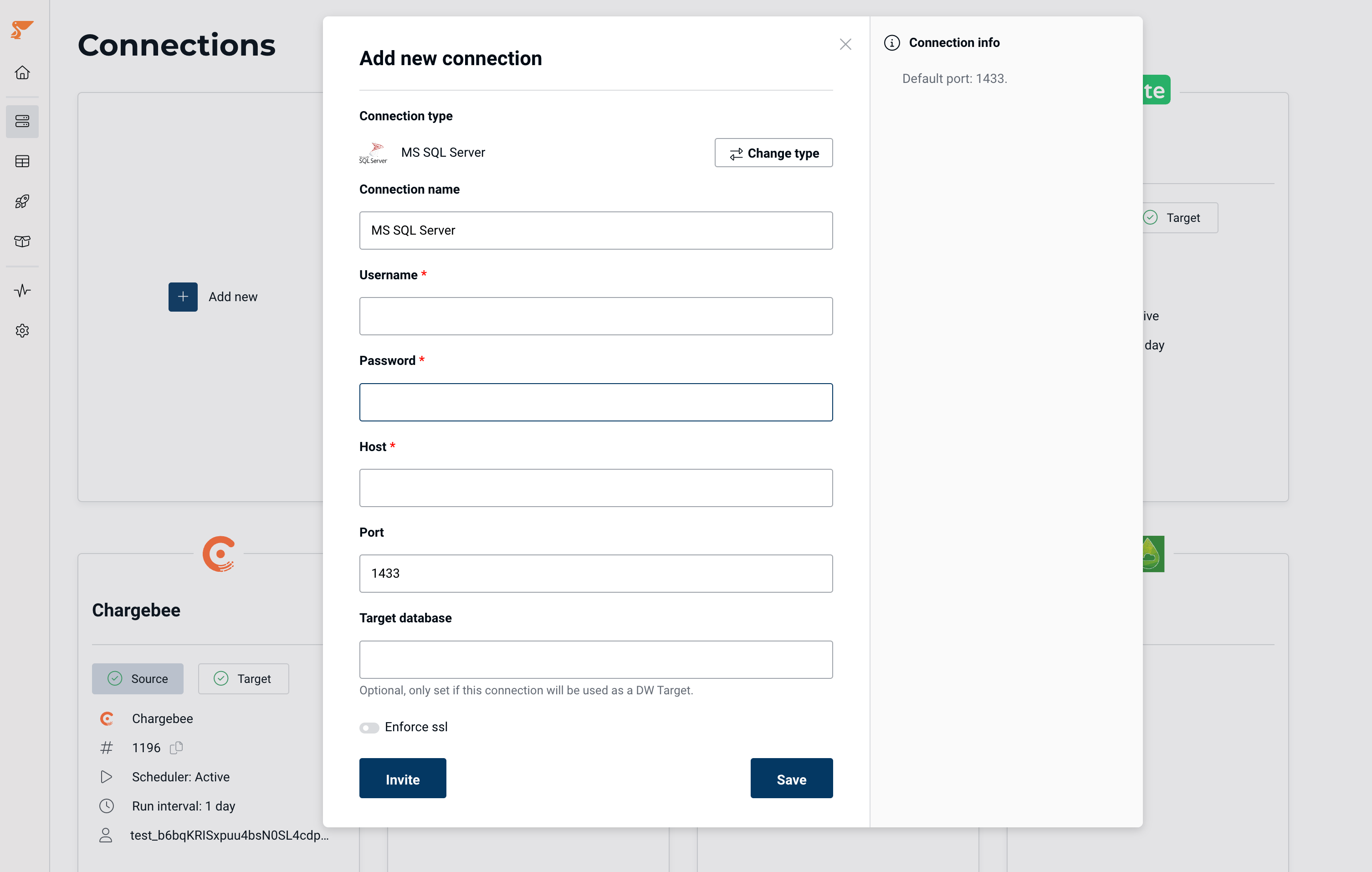 Adding SQL Server as external data warehouse