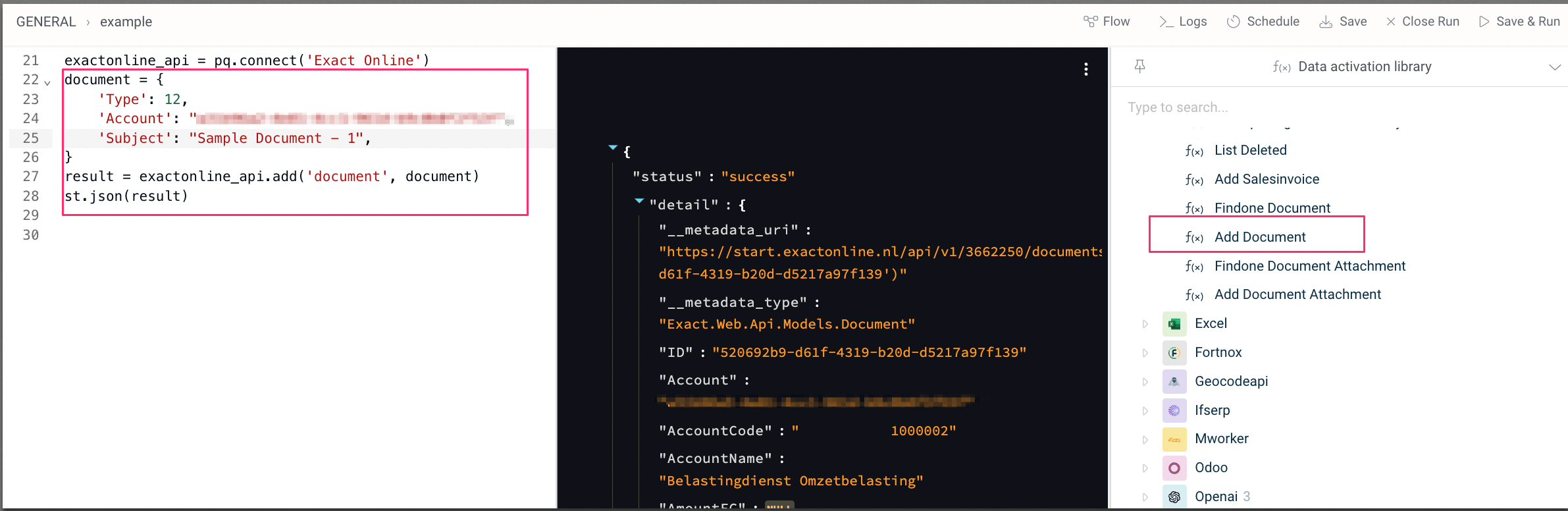Exact Online create document