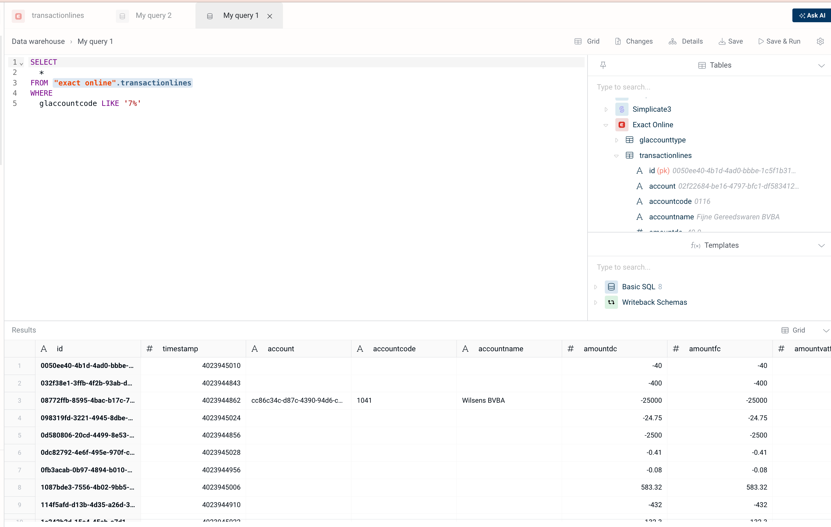 Exact Online federated queries