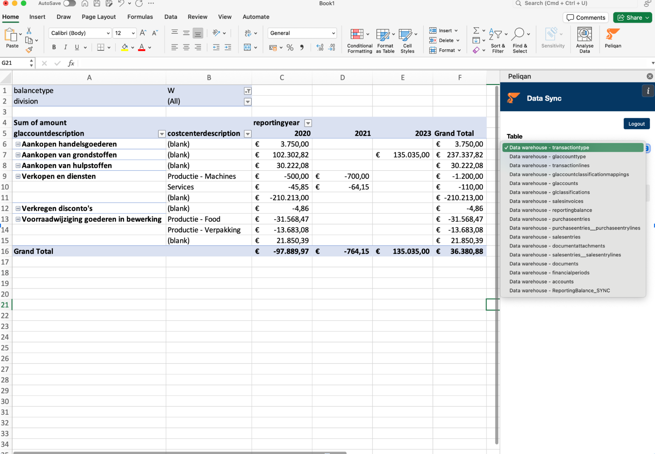 Exact Online Excel add-in