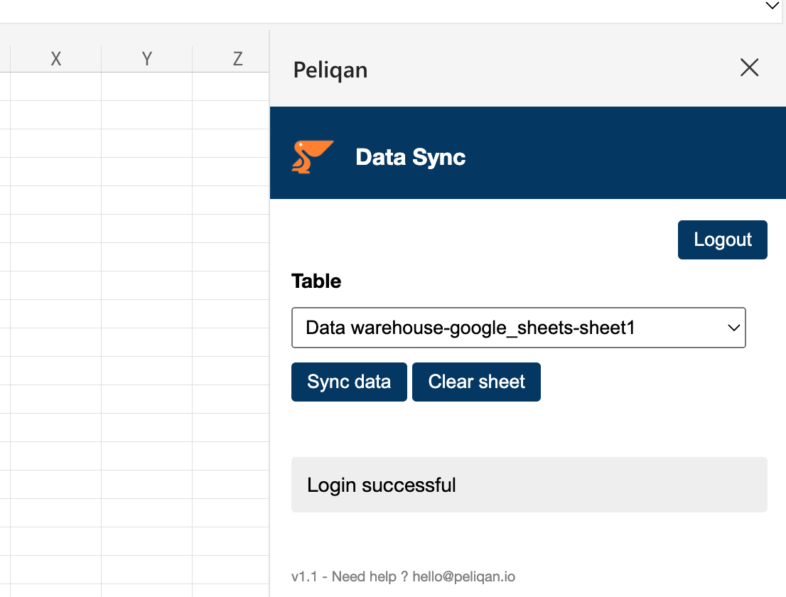 Excel add-in tables list