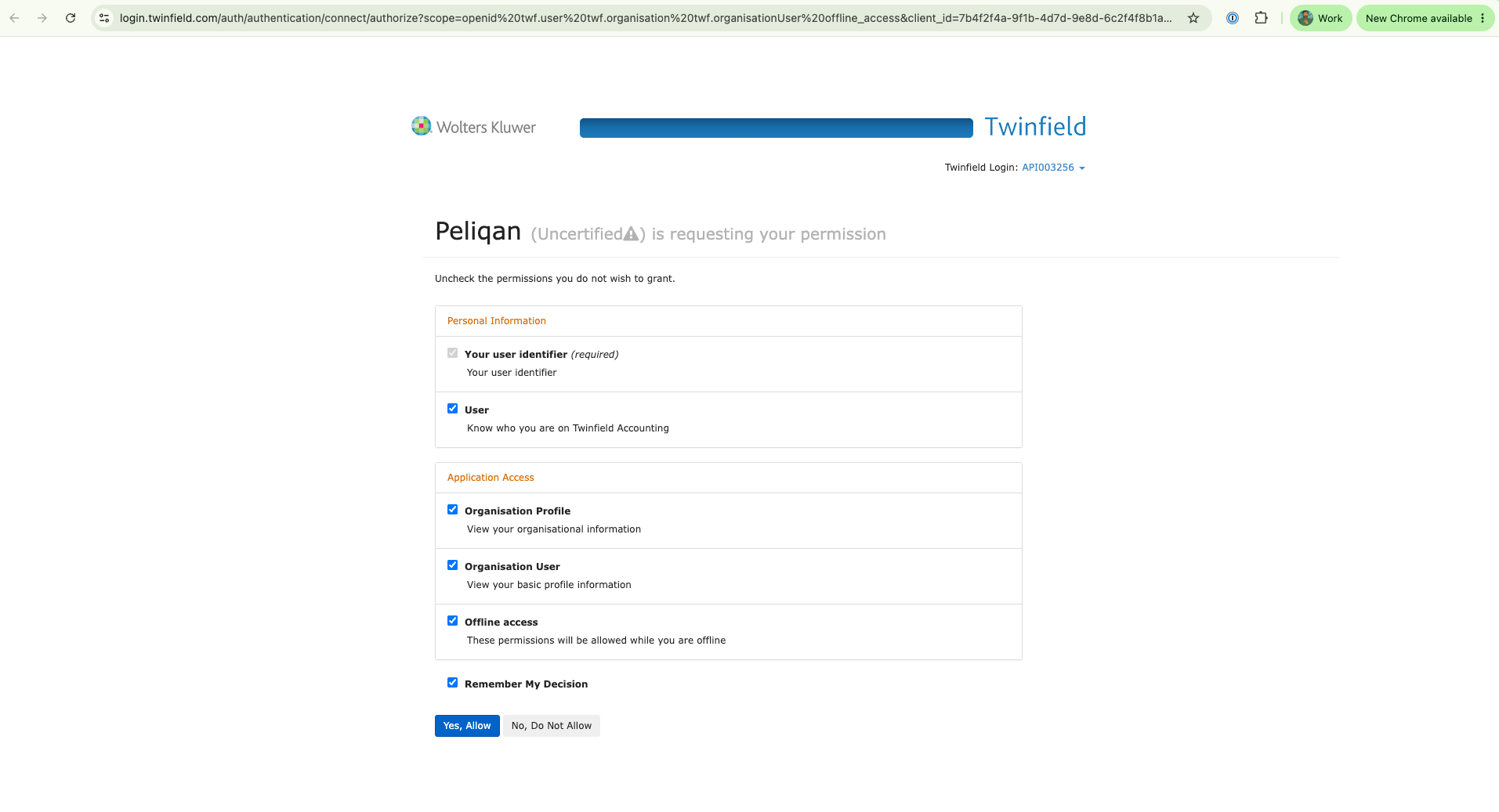Twinfield authorization confirmation