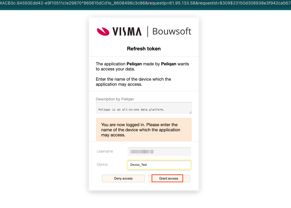 Bouwsoft grant access screen