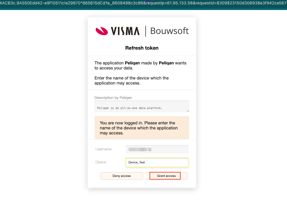 Bouwsoft grant access screen