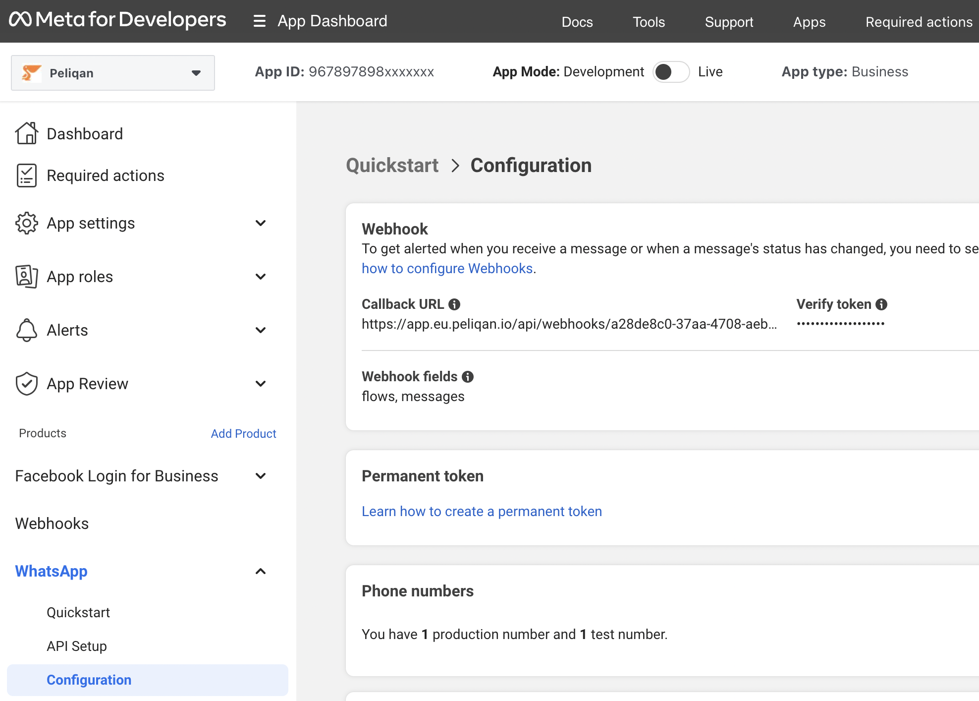 Whatsapp webhook callback URL configuration in Meta