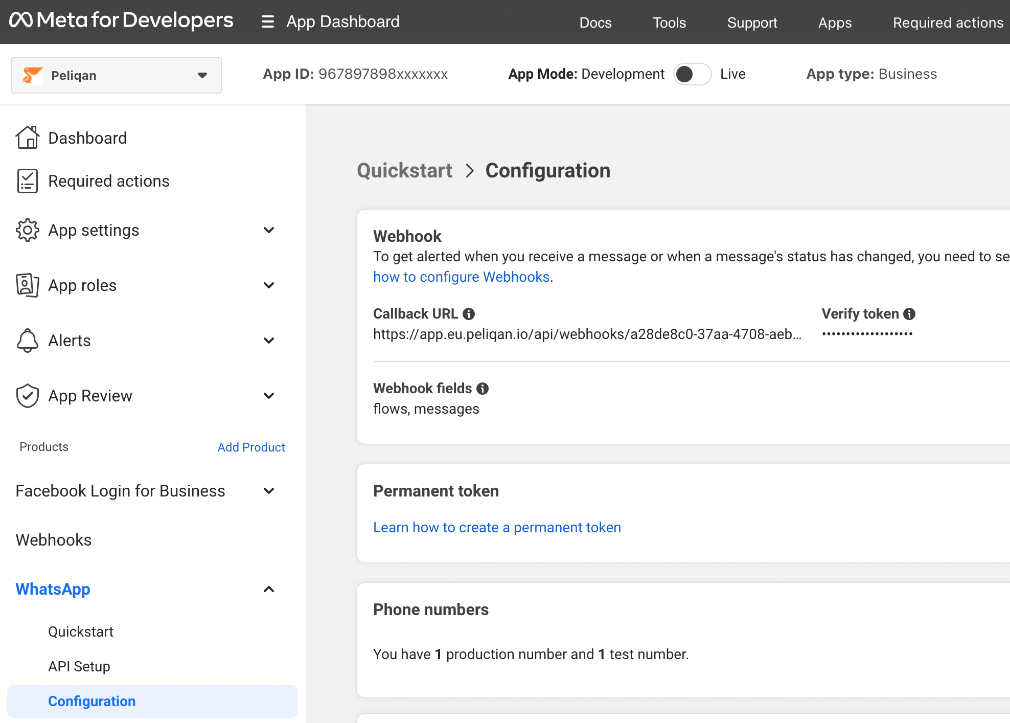 Whatsapp webhook callback URL configuration in Meta