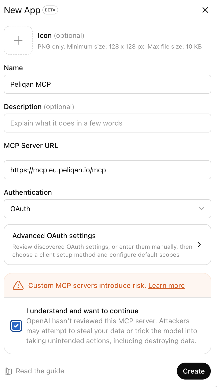 ChatGPT plugin setup showing MCP URL input