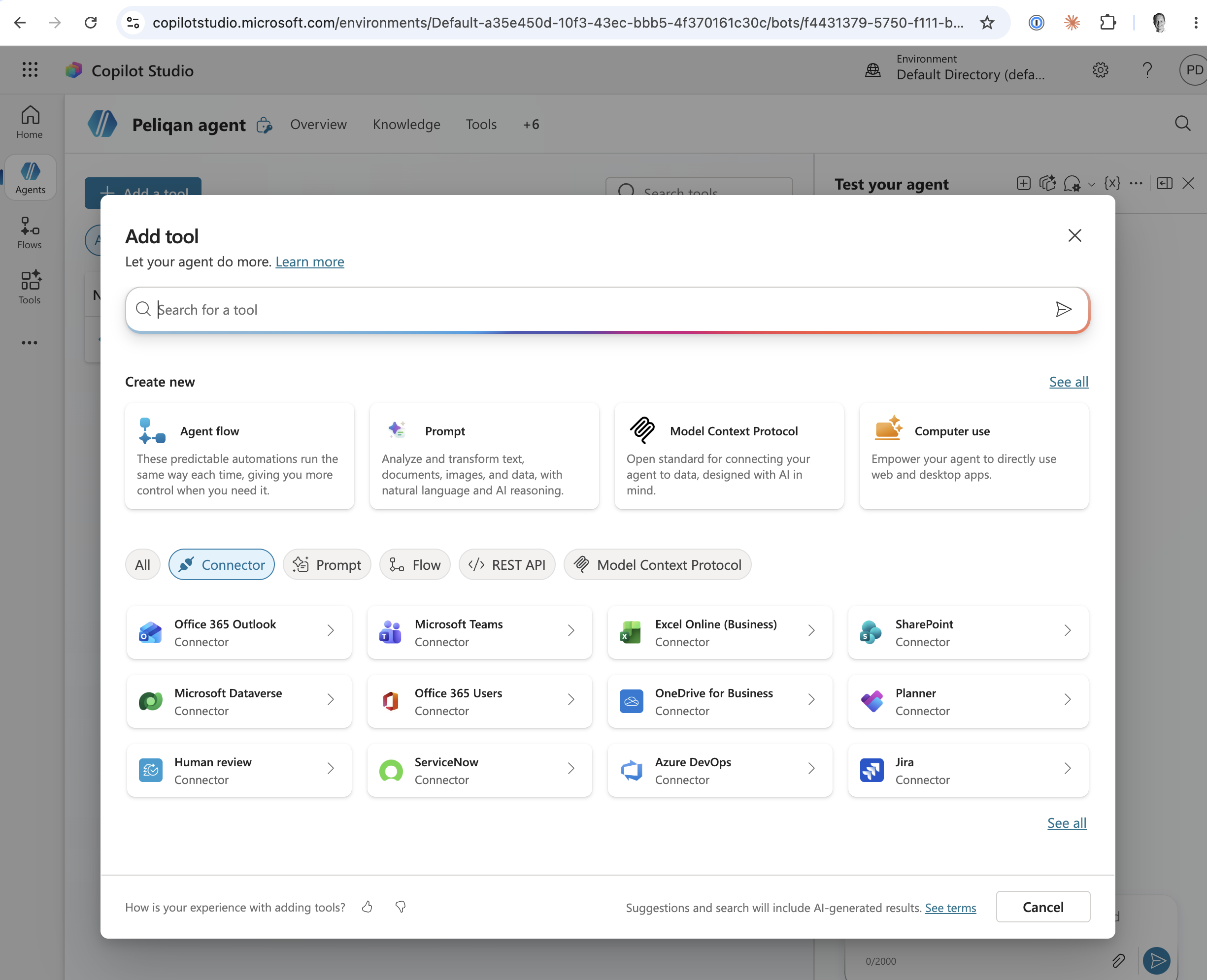 Copilot Studio add MCP Server tool